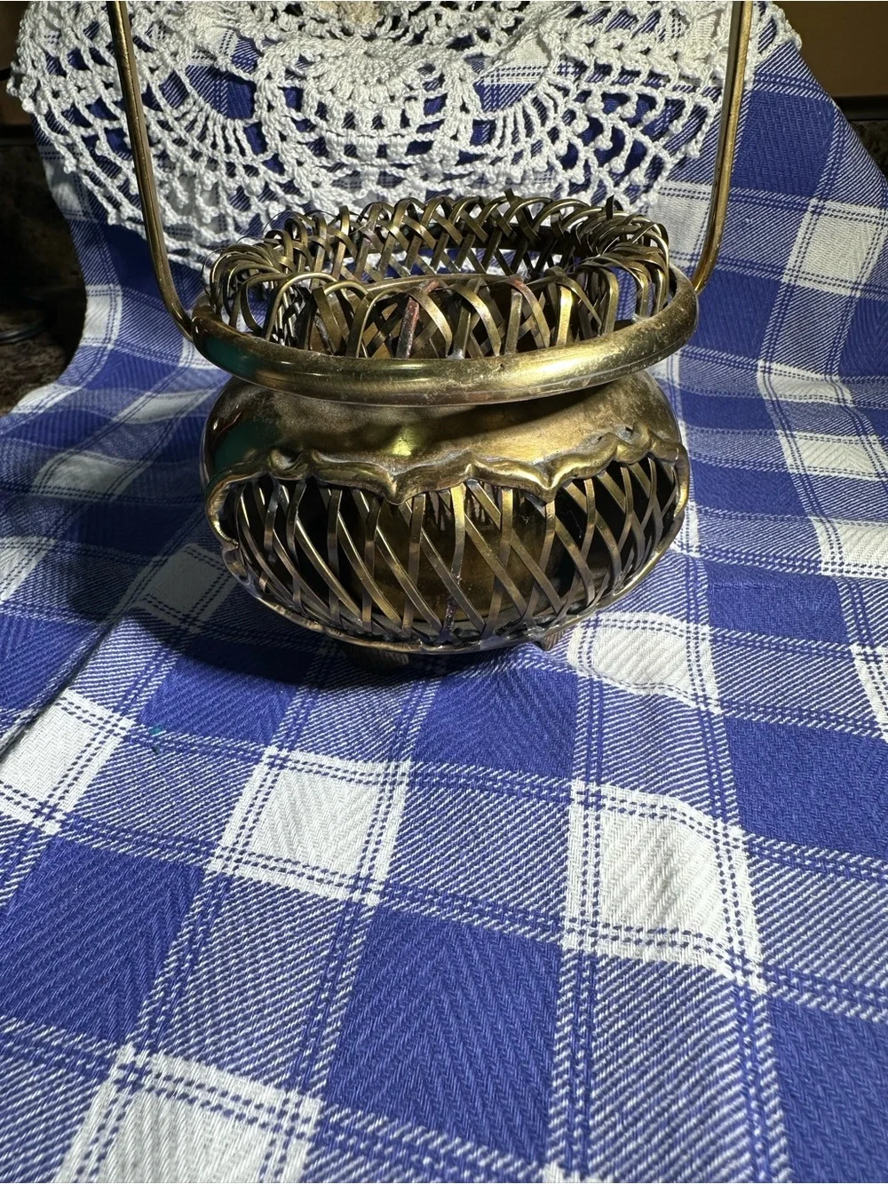 Brass VTG Woven MOTTAHEDEH DESIGN Basket Asian India